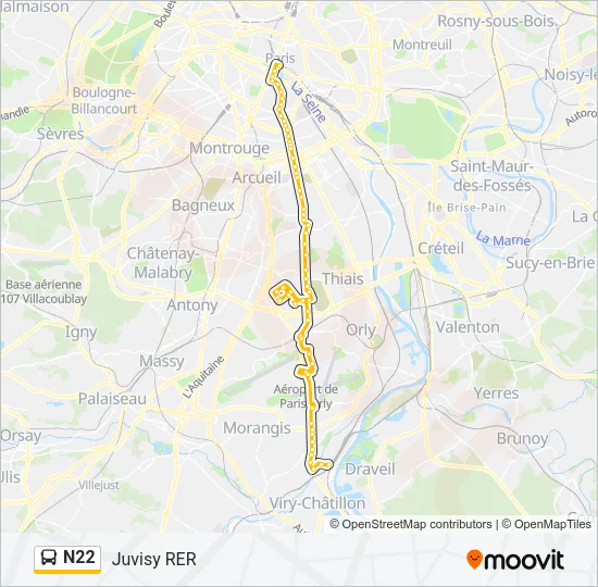 N22 Bus Line Map