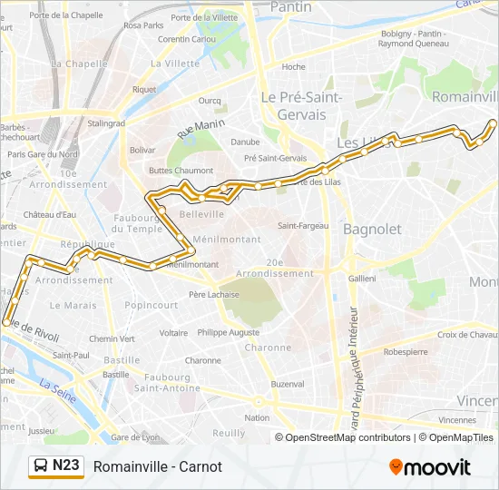 N23 Bus Line Map