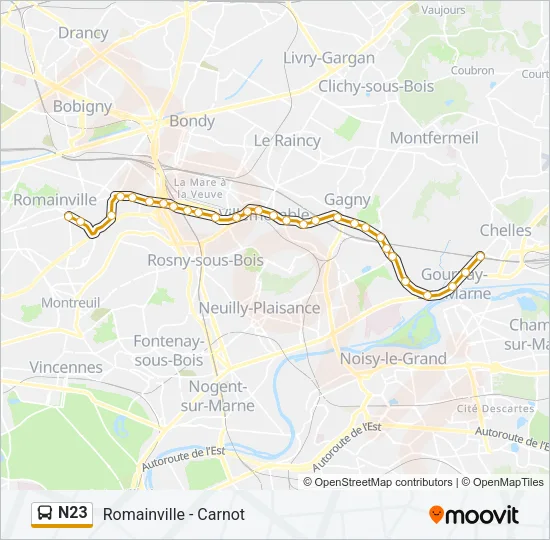 N23 Bus Line Map