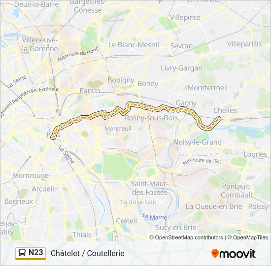 N23 Bus Line Map