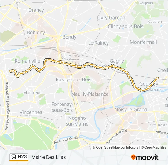 N23 Bus Line Map