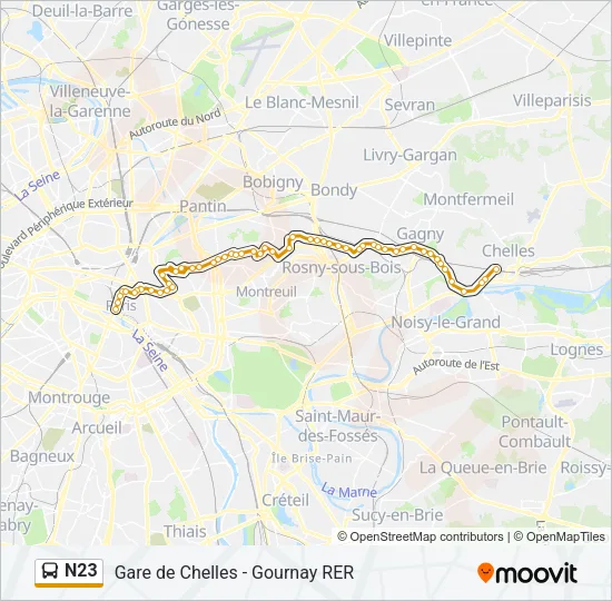 N23 Bus Line Map