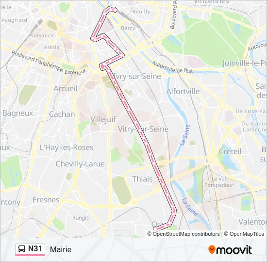 N31 Bus Line Map