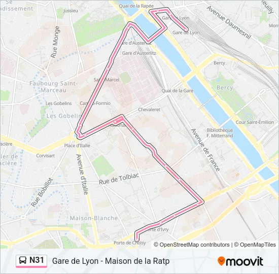 N31 Bus Line Map