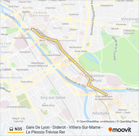 N35 Bus Line Map