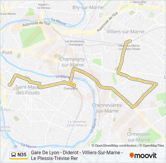 N35 Bus Line Map