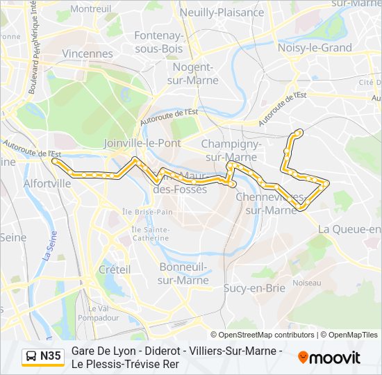 N35 Bus Line Map