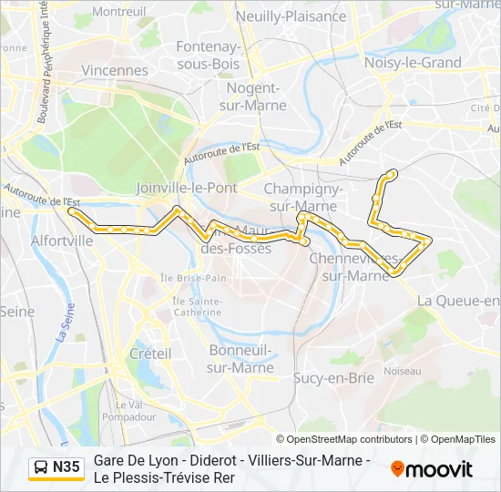 N35 Bus Line Map