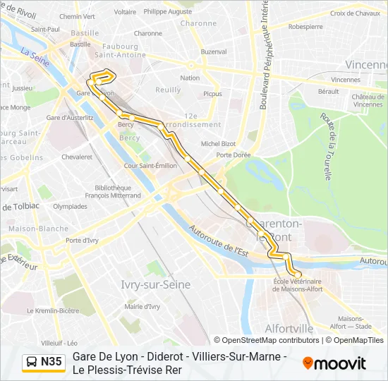 N35 Bus Line Map