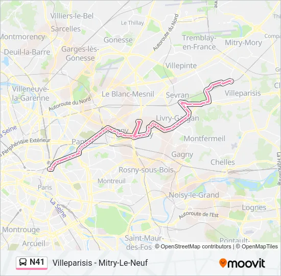 N41 Bus Line Map