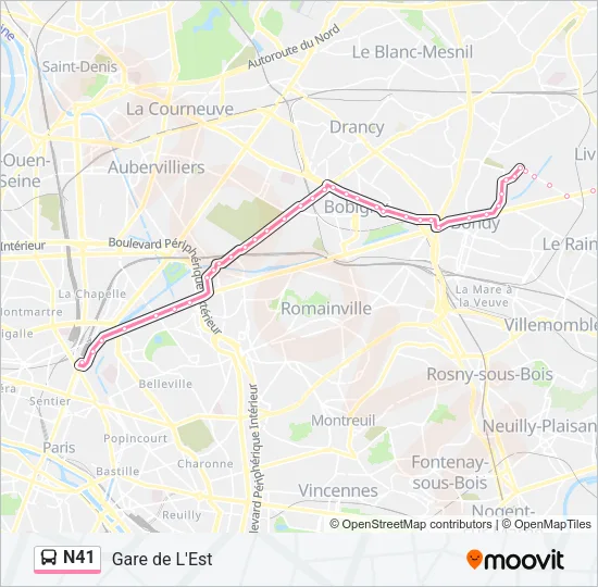 N41 Bus Line Map