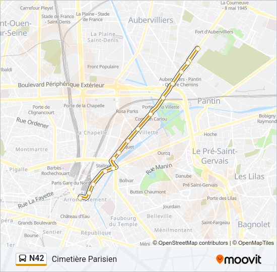N42 Bus Line Map