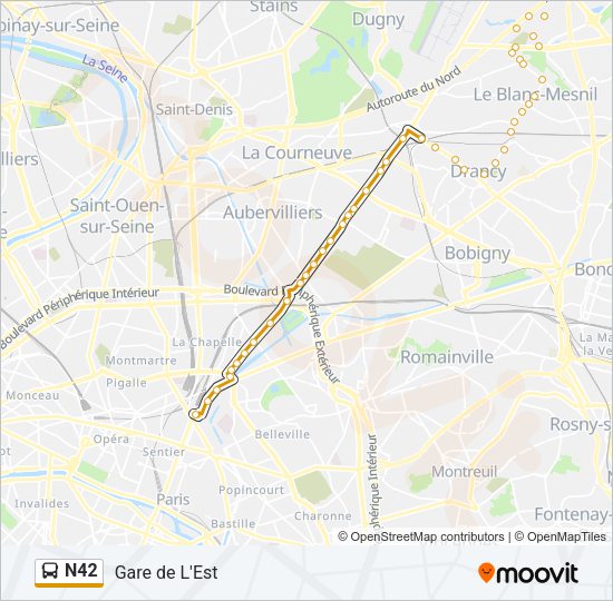 N42 Bus Line Map