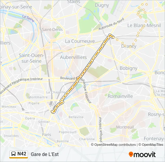 N42 Bus Line Map