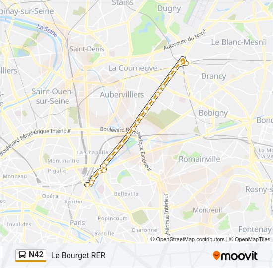 N42 Bus Line Map