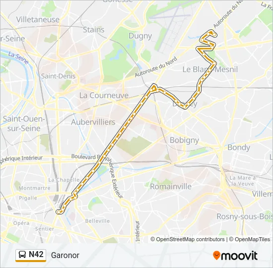 N42 Bus Line Map