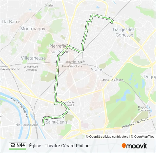 N44 Bus Line Map