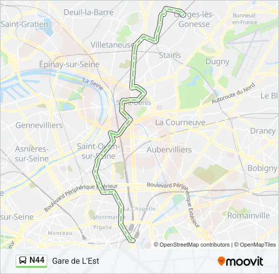 N44 Bus Line Map