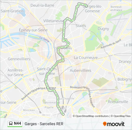 N44 Bus Line Map