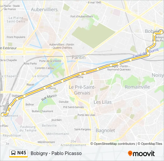 N45 Bus Line Map