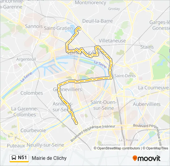 N51 Bus Line Map