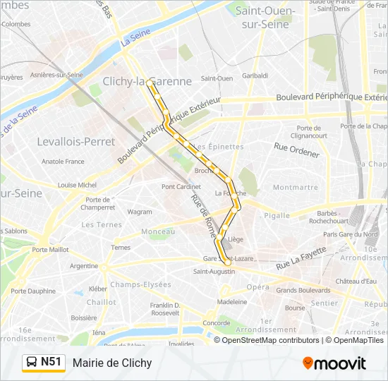 N51 Bus Line Map