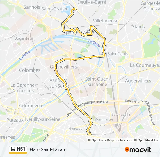 N51 Bus Line Map