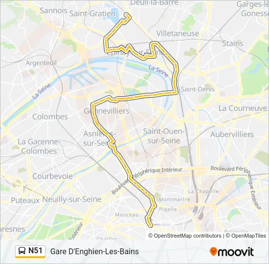 N51 Bus Line Map