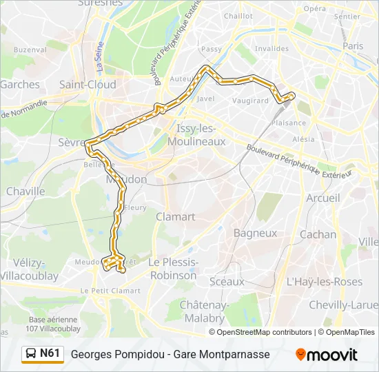 N61 Bus Line Map