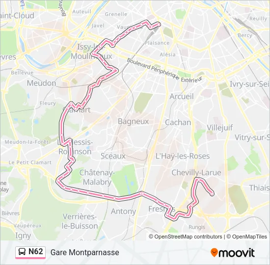 N62 Bus Line Map