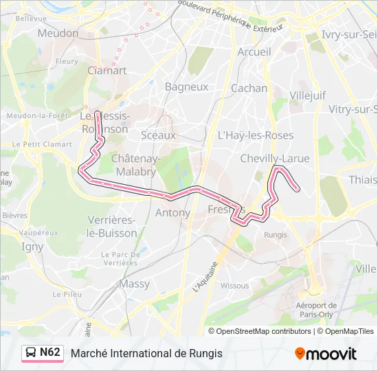 N62 Bus Line Map