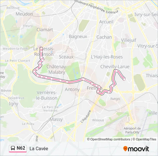 N62 Bus Line Map