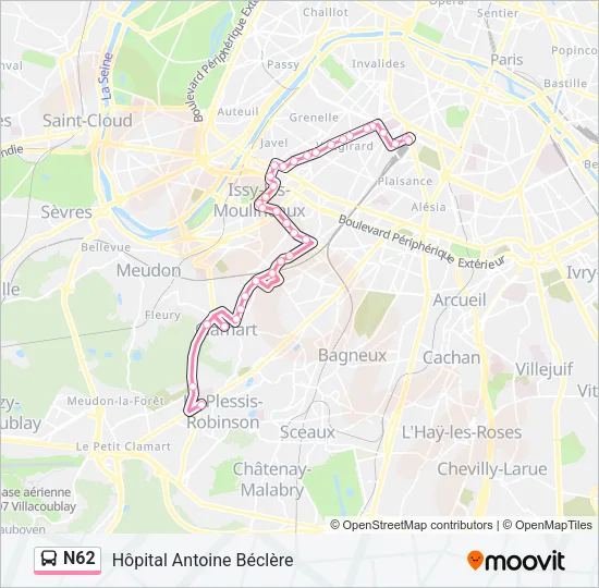 N62 Bus Line Map