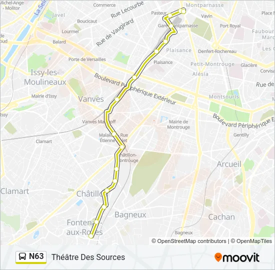 N63 Bus Line Map