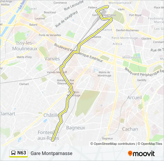 N63 Bus Line Map