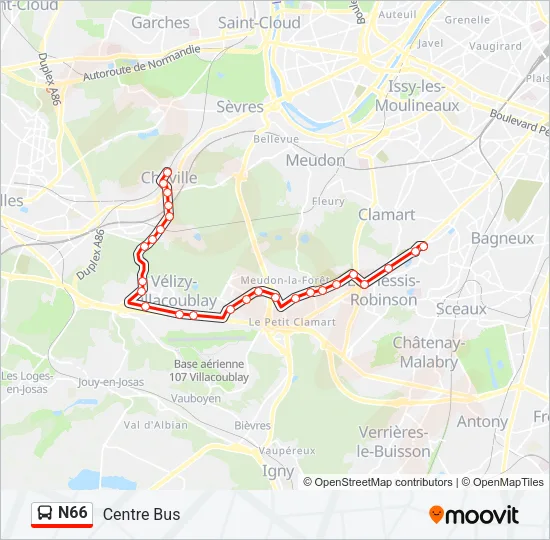 N66 Bus Line Map