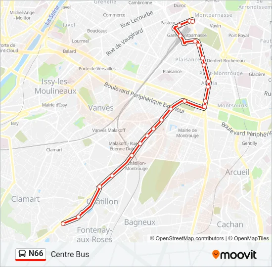 N66 Bus Line Map