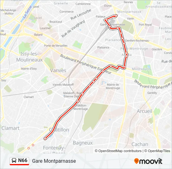 N66 Bus Line Map