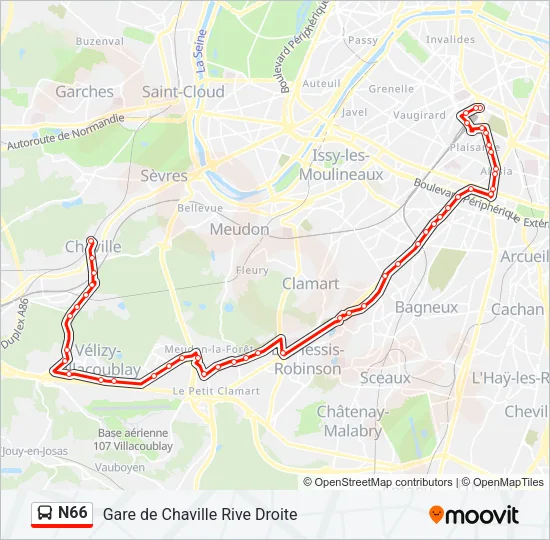 N66 Bus Line Map