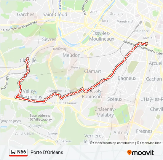 N66 Bus Line Map