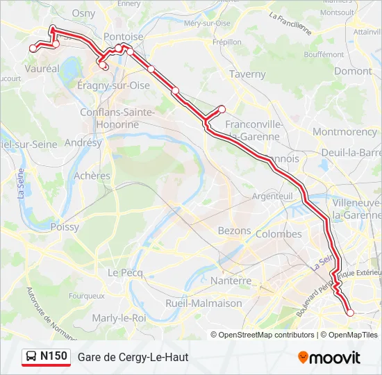 N150 Bus Line Map