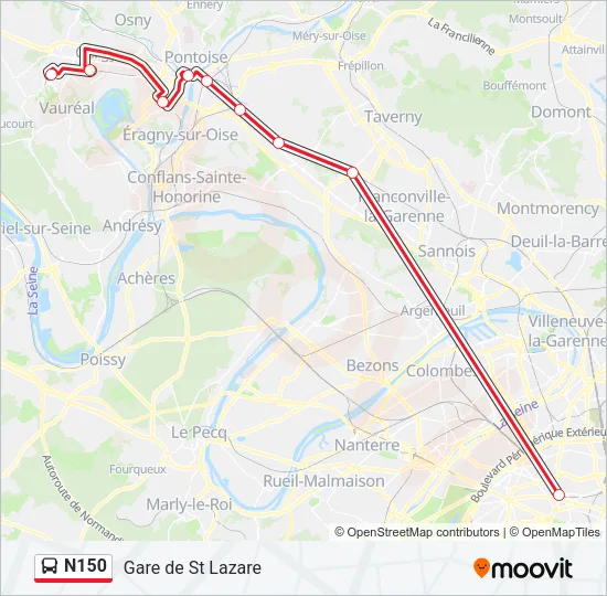 N150 Bus Line Map