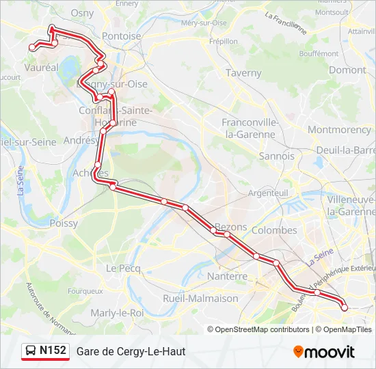 N152 Bus Line Map