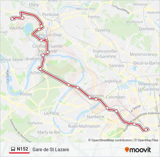 N152 Bus Line Map