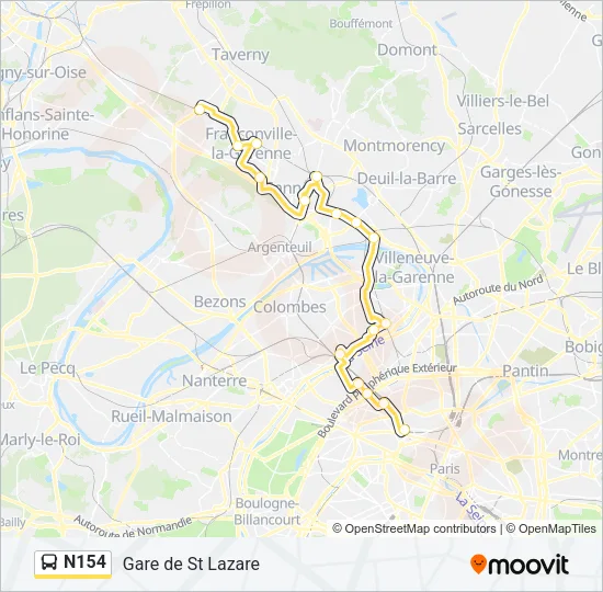 N154 Bus Line Map