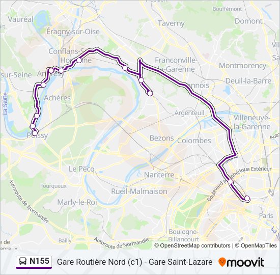 N155 Bus Line Map