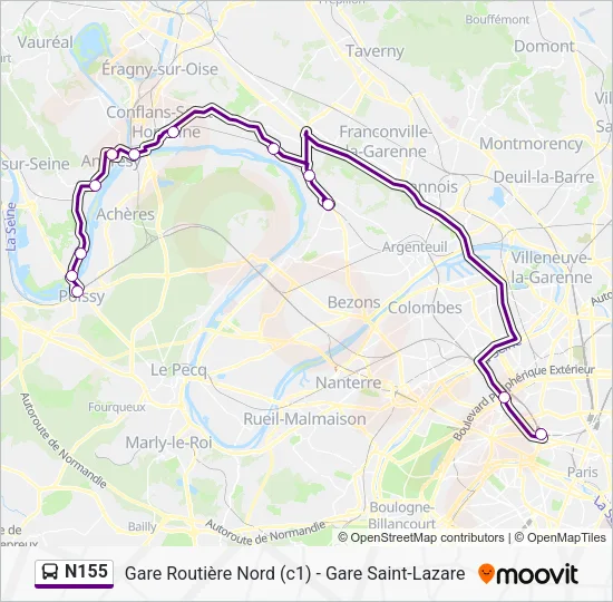N155 Bus Line Map