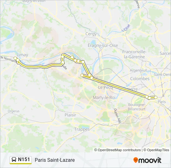 N151 Bus Line Map