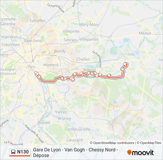 N130 Bus Line Map
