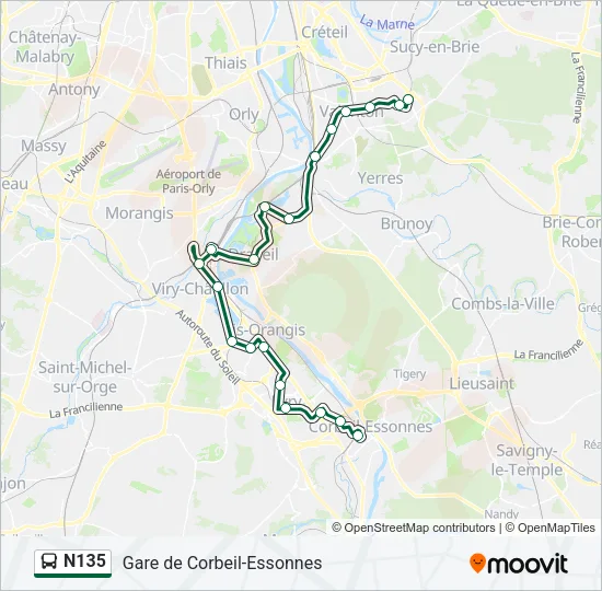 N135 Bus Line Map